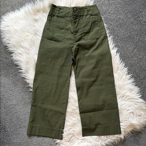 Maeve by anthropologie The Colette High-Waist Wide Leg Olive Green Pants 27p